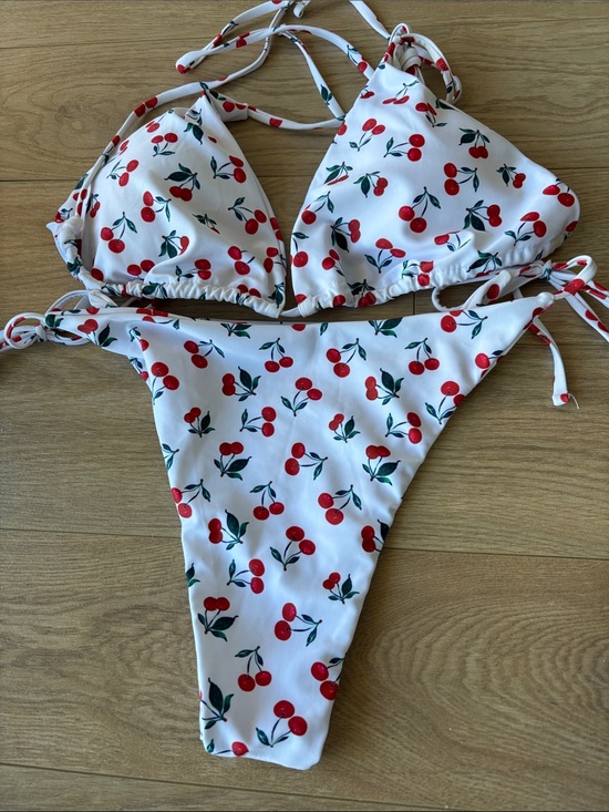 Other - White Cherry Print Two-Piece Swim Set